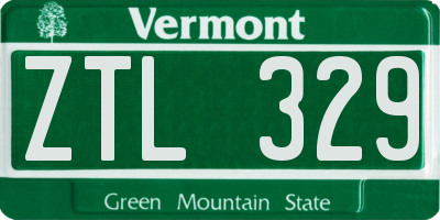 VT license plate ZTL329