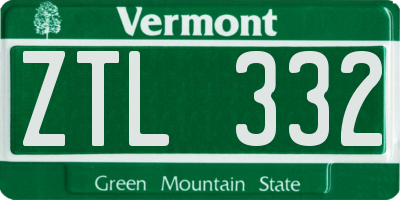 VT license plate ZTL332