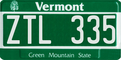 VT license plate ZTL335