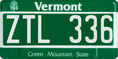 VT license plate ZTL336