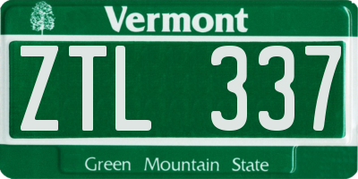 VT license plate ZTL337