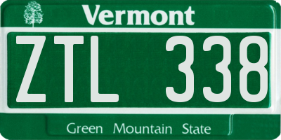 VT license plate ZTL338