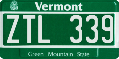 VT license plate ZTL339
