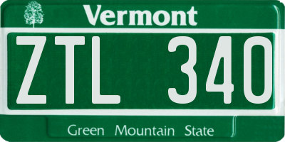 VT license plate ZTL340