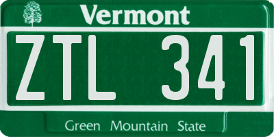 VT license plate ZTL341