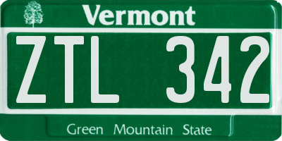 VT license plate ZTL342