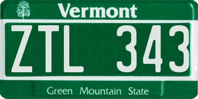 VT license plate ZTL343