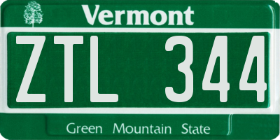VT license plate ZTL344