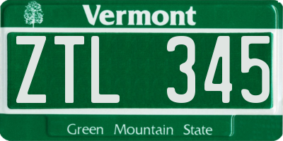 VT license plate ZTL345