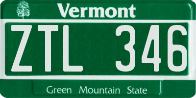 VT license plate ZTL346