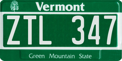 VT license plate ZTL347