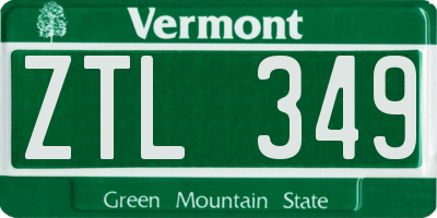 VT license plate ZTL349