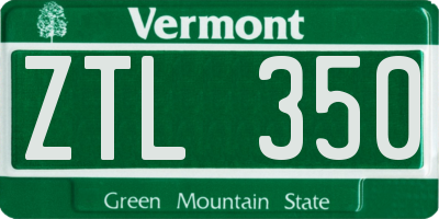 VT license plate ZTL350