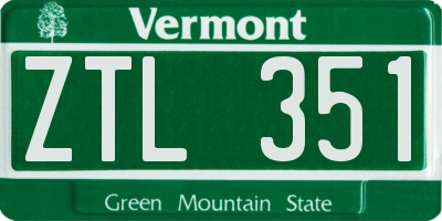 VT license plate ZTL351