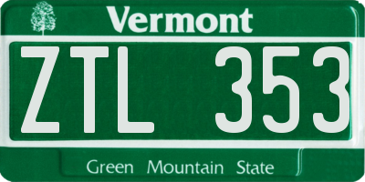 VT license plate ZTL353