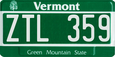 VT license plate ZTL359
