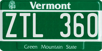 VT license plate ZTL360