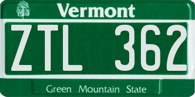 VT license plate ZTL362
