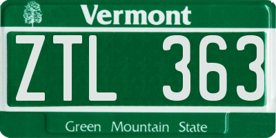 VT license plate ZTL363
