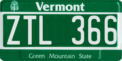 VT license plate ZTL366