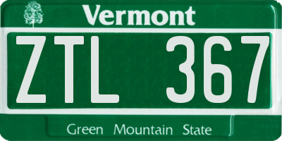 VT license plate ZTL367