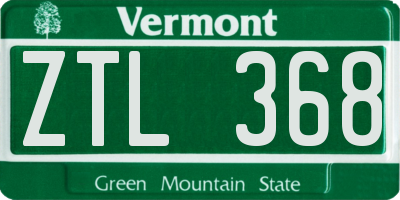 VT license plate ZTL368