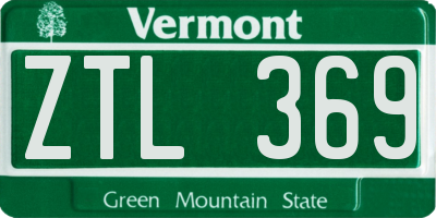 VT license plate ZTL369