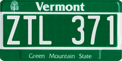 VT license plate ZTL371