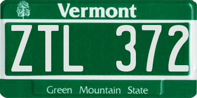 VT license plate ZTL372