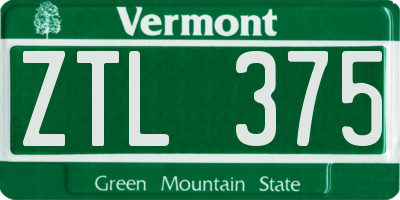 VT license plate ZTL375