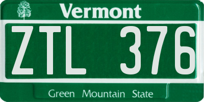 VT license plate ZTL376