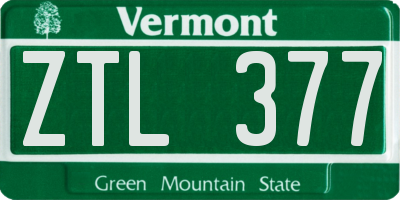 VT license plate ZTL377