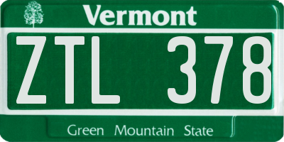 VT license plate ZTL378