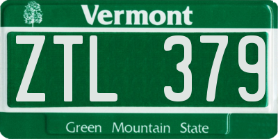 VT license plate ZTL379