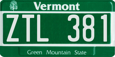 VT license plate ZTL381