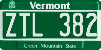 VT license plate ZTL382