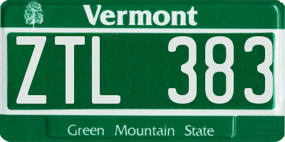 VT license plate ZTL383