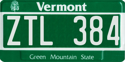 VT license plate ZTL384