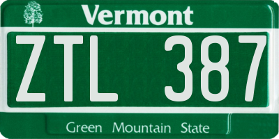 VT license plate ZTL387