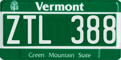 VT license plate ZTL388