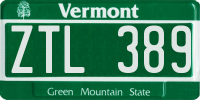 VT license plate ZTL389
