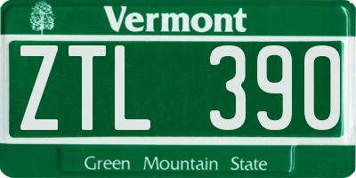 VT license plate ZTL390