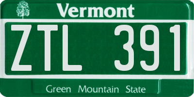 VT license plate ZTL391