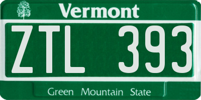 VT license plate ZTL393