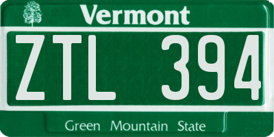 VT license plate ZTL394