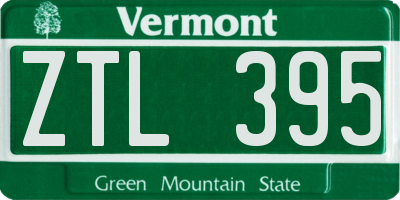 VT license plate ZTL395