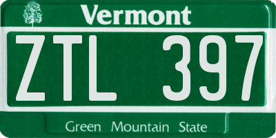 VT license plate ZTL397
