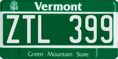 VT license plate ZTL399