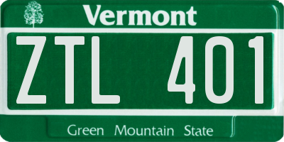 VT license plate ZTL401
