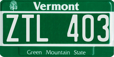 VT license plate ZTL403